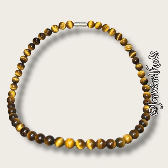 Tiger's Eye Beaded Necklace with Barrel Clasp – 16 Inches - Picture 4 of 8